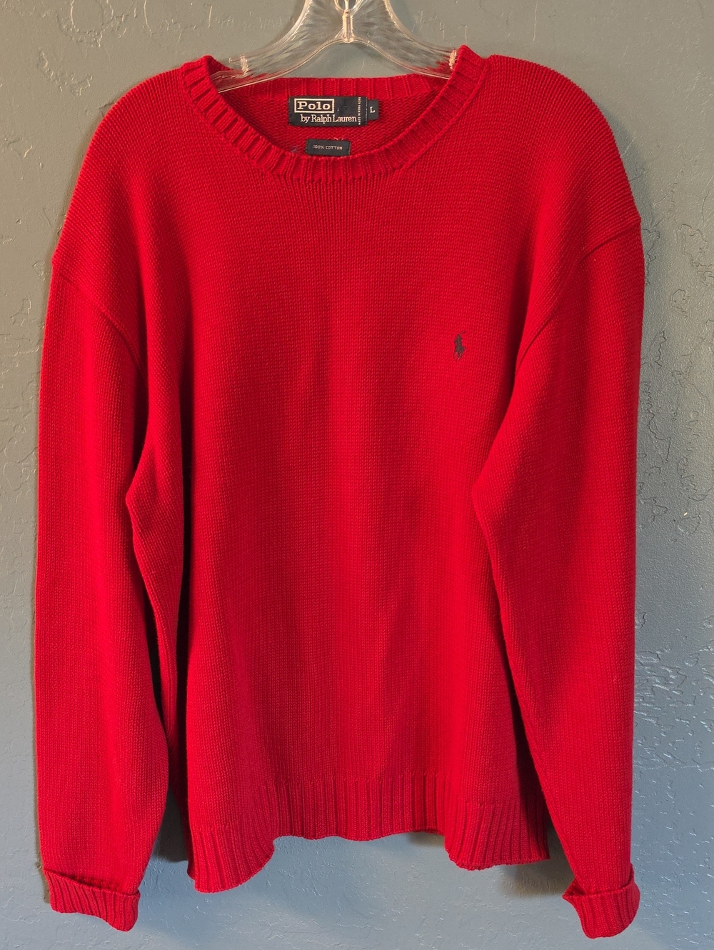Polo by Ralph Lauren Men's Bright Red Crewneck Sweater